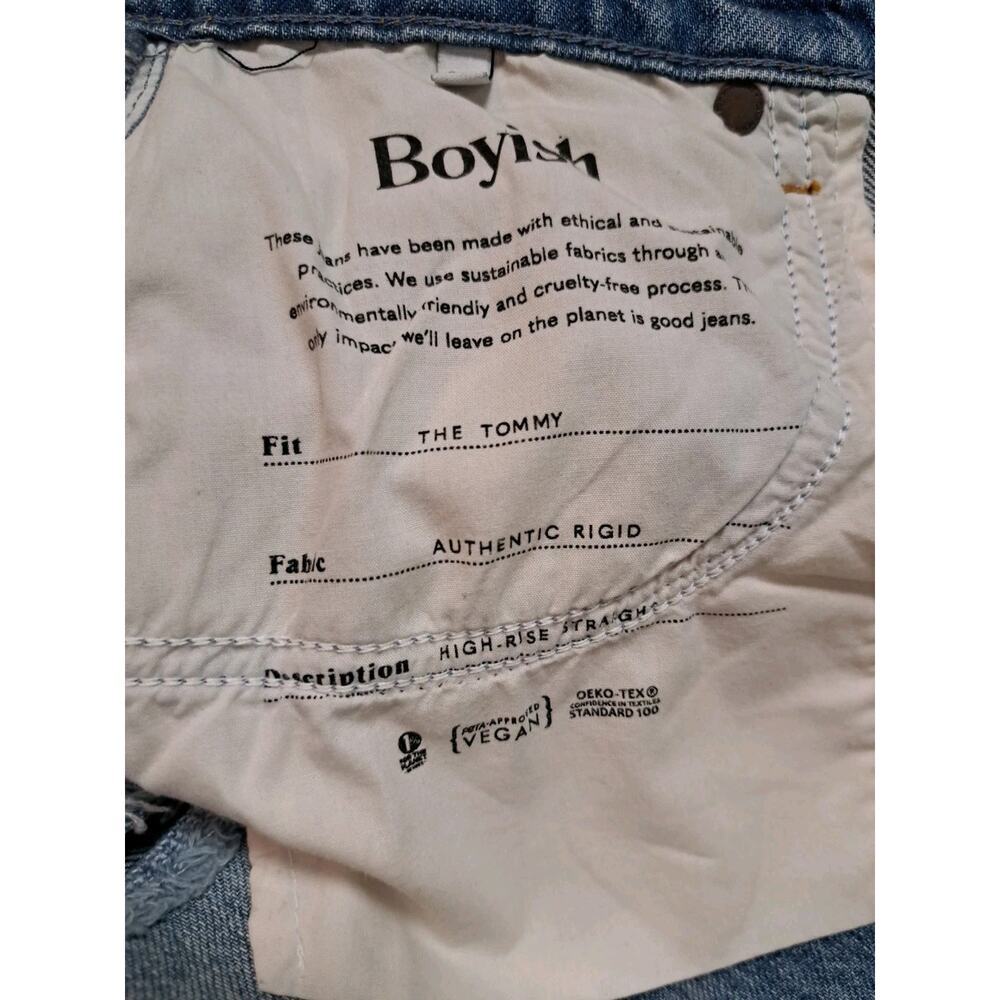Revolve Boyish Tommy High-Rise Straight Distressed Jeans Button Fly 27 Raw Hem - Picture 7 of 9